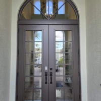 Impact Aluminum French Doors with Impact Glass and Transom 9